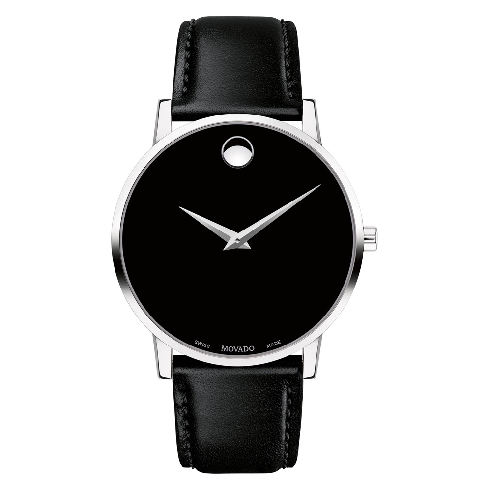 Movado 40MM Museum Classic Black Leather Men's Watch