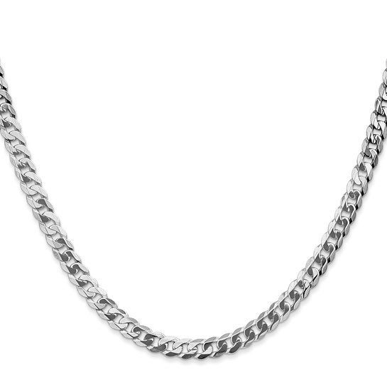 4.75MM 14K White Gold Flat Beveled Curb 26" Chain