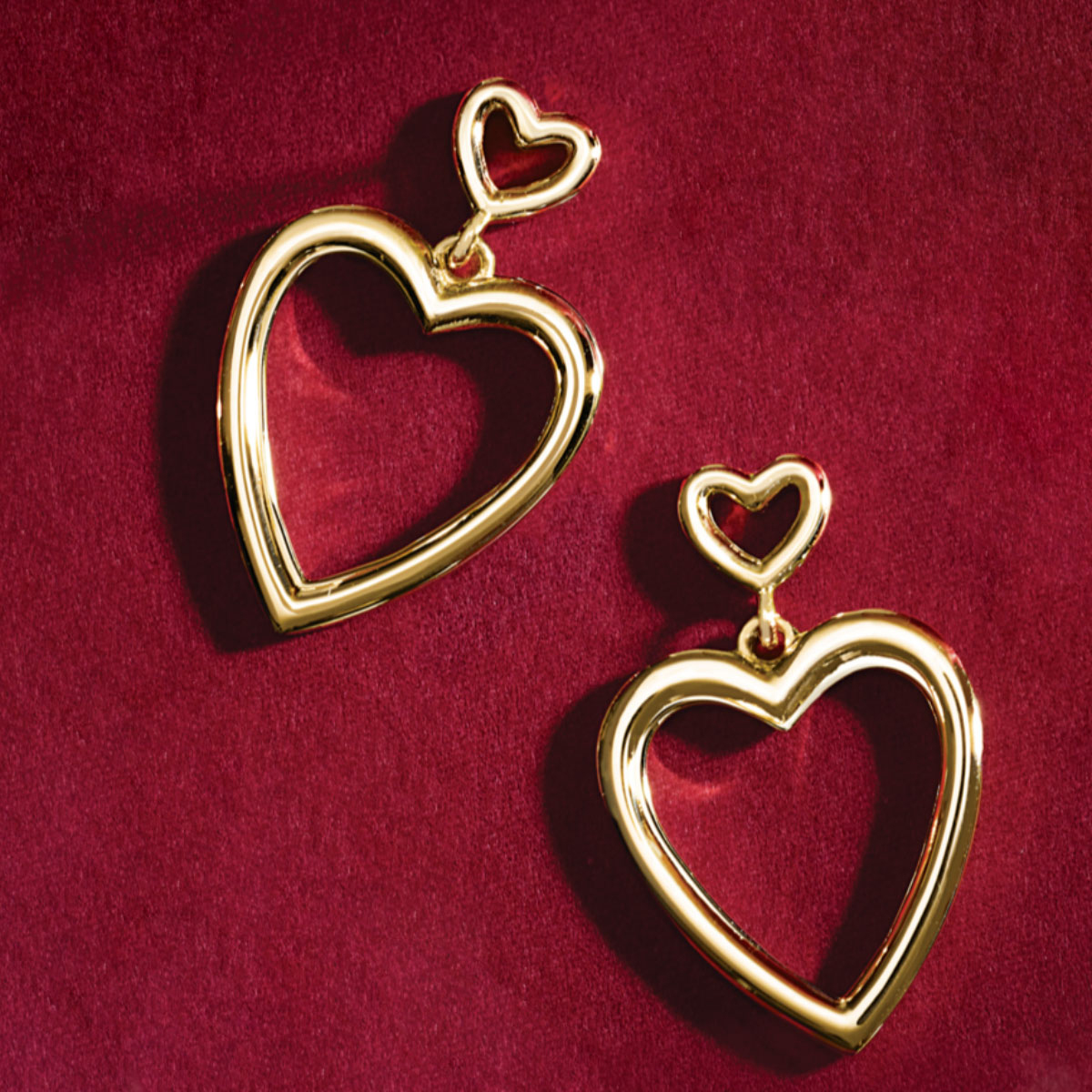 Madigan 14K Gold Open Heart Drop Earrings