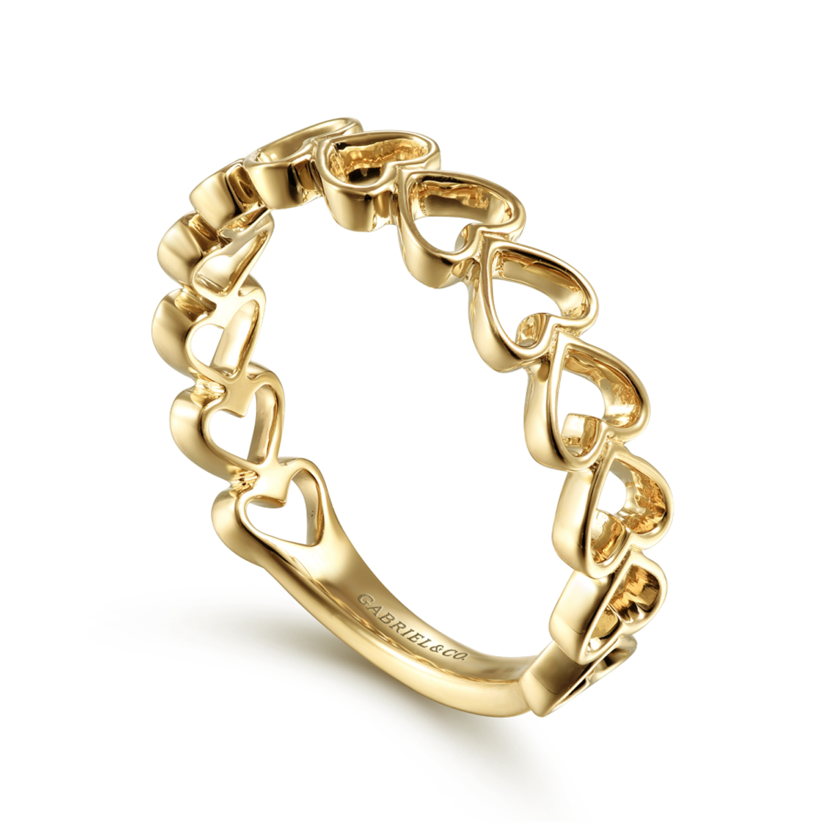 14K Gold Sideways Open Heart Ring