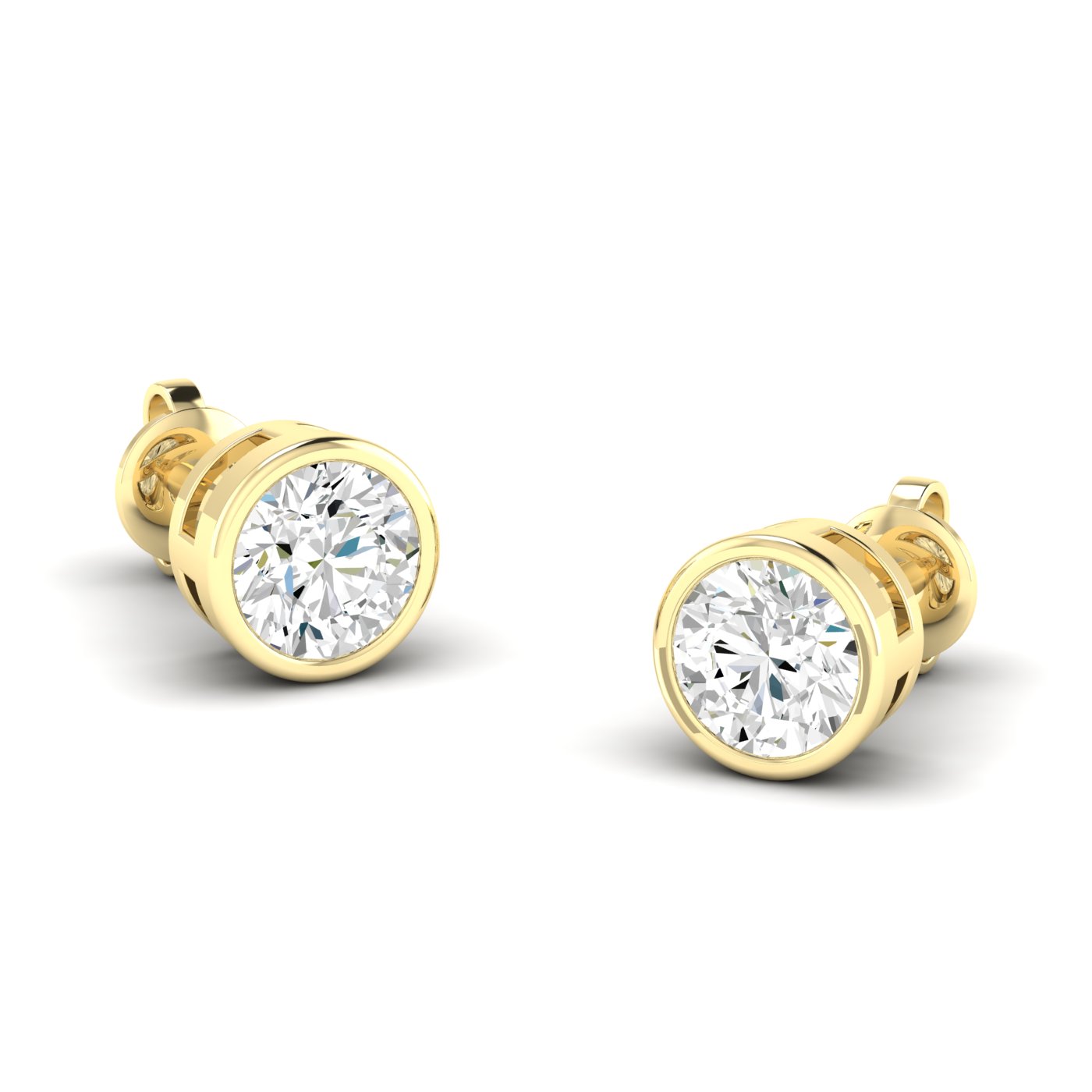 Gemma 14K Yellow Gold Round Lab Grown Diamond Bezel Stud Earrings 