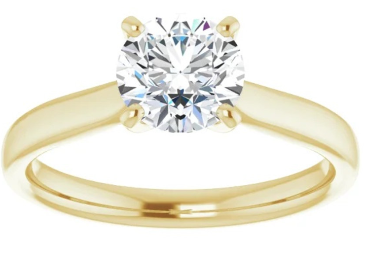 2.58CT Oval F VVS2 Lab Grown Diamond 5102, Emma Solitaire Setting 14k Yellow Gold Band with 14k White Gold Head