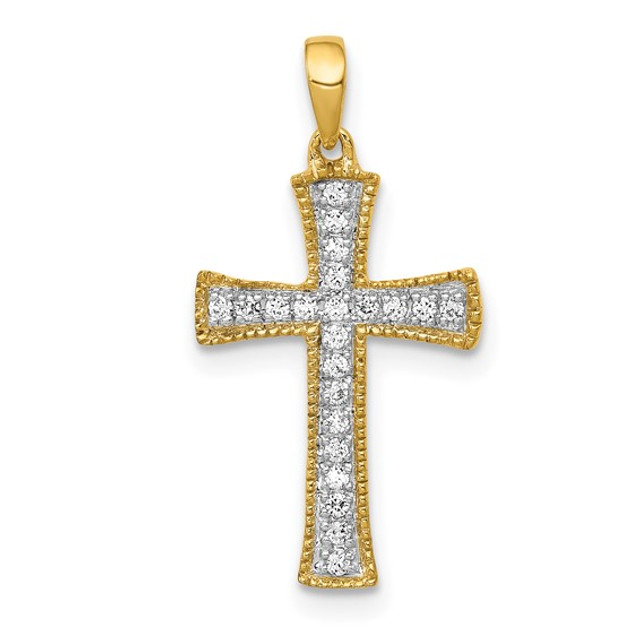 10K Yellow Gold Curb Chain Necklace & Diamond Cross Pendant (1/10 TCW)