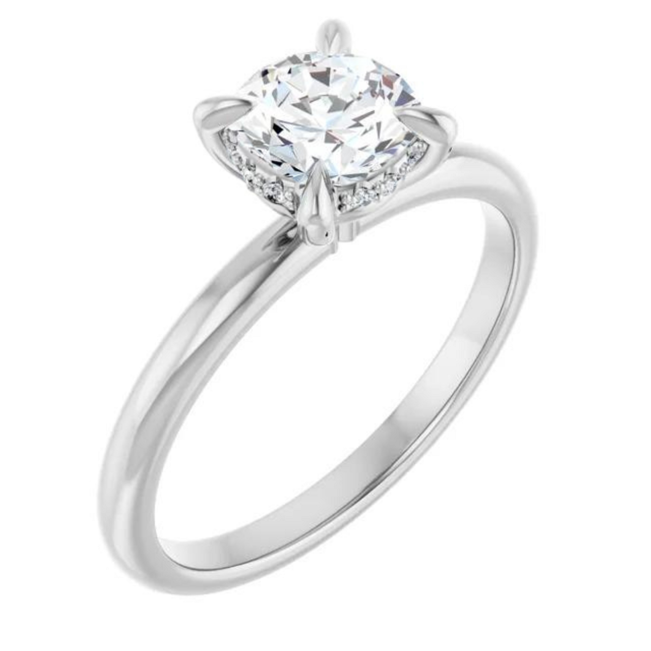 Alexa Round Moissanite Hidden Halo Solitaire Preset Engagement Ring (5 2/5 CT DEW)