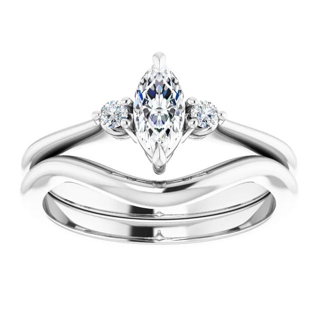 Magdalena Marquise Moissanite Three Stone Preset Engagement Ring (1 CT DEW)