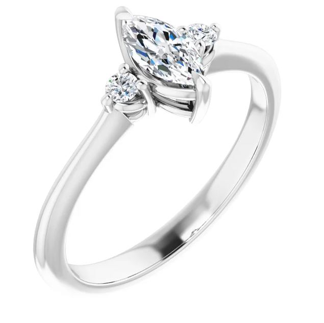 Magdalena Marquise Moissanite Three Stone Preset Engagement Ring (1 CT DEW)