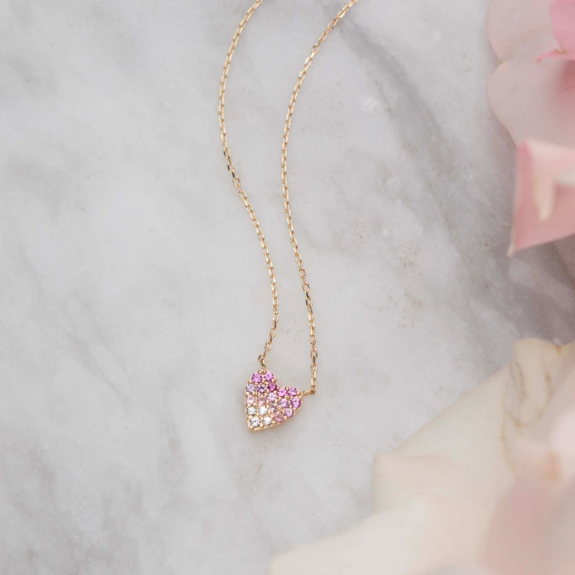 La Kaiser 14K Yellow Gold Pink Sapphire Heart Necklace