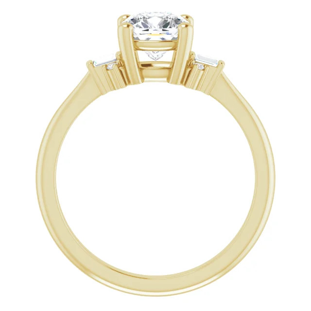 Monroe 14K Yellow Gold Cushion Moissanite Accented Engagement Ring (1 1/4 TCW)