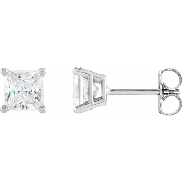 Maddie 14K White Gold Princess Moissanite Stud Earrings (1 CT DEW)