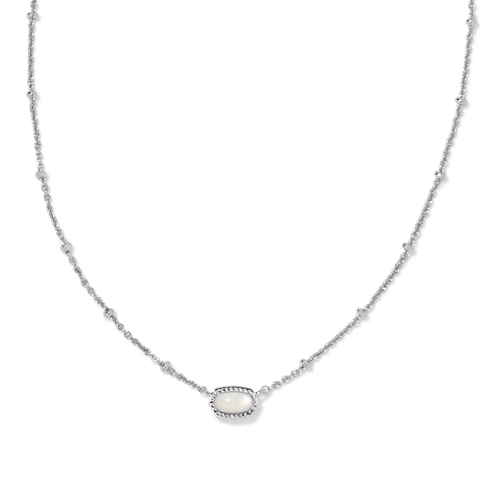 Kendra Scott Mini Elisa Satellite Pendant Necklace in Silver Ivory Mother of Pearl