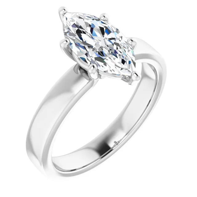 Tabitha Marquise Moissanite Wide Band Solitaire Preset Engagement Ring (1 7/8 TCW)