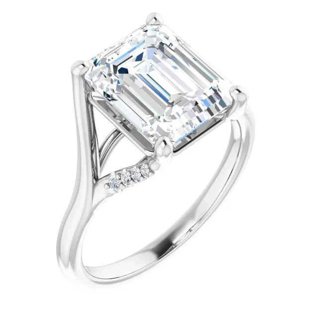 Tiana Emerald Moissanite Accented Split Shank Preset Engagement Ring (3 1/2 CT DEW)
