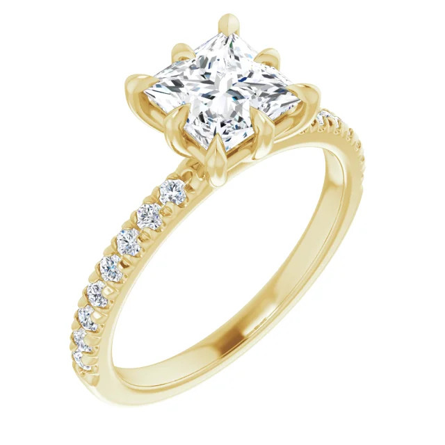 Anita 14K Yellow Gold 8-Prong Princess Moissanite Straight Engagement Ring (1 1/2 CT DEW)