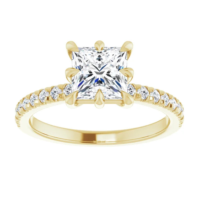 Anita 14K Yellow Gold 8-Prong Princess Moissanite Straight Engagement Ring (1 1/2 CT DEW)