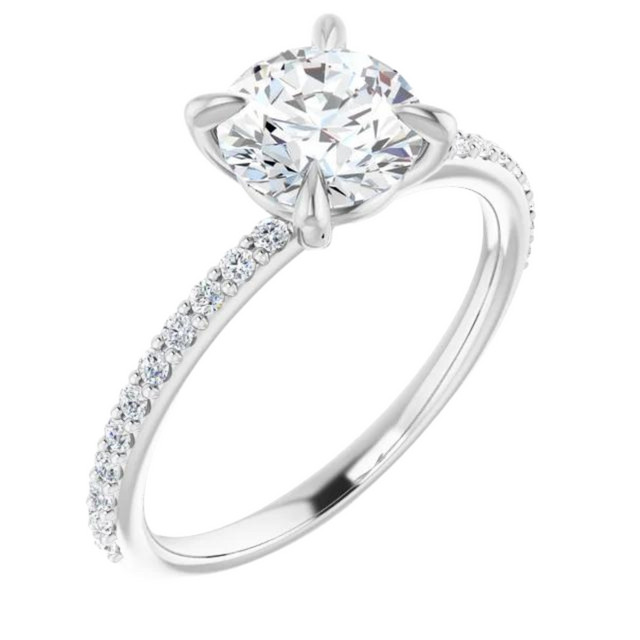 Calia 10K White Gold Round Moissanite Straight Engagement Ring (1 3/4 CT DEW)