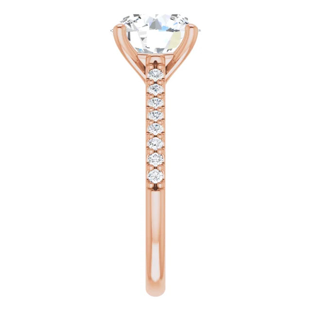 10K Rose Gold Round Moissanite Straight Engagement Ring (3 1/3 CT DEW)