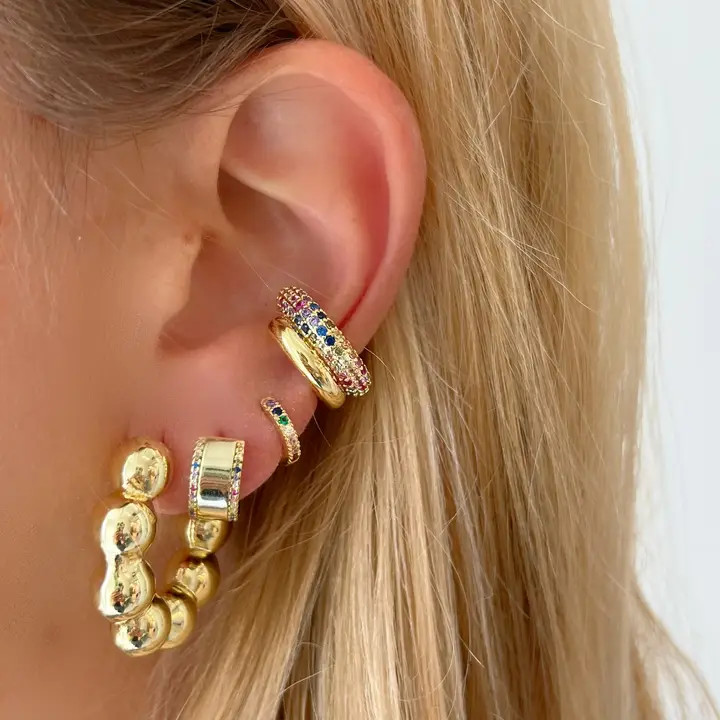 18K Yellow Gold Plated Bubble Hoop Earrings