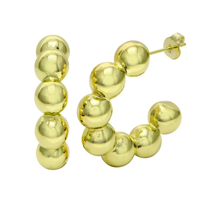18K Yellow Gold Plated Bubble Hoop Earrings