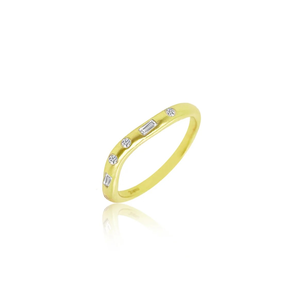 Meira T Curved Brushed Gold Diamond Ring