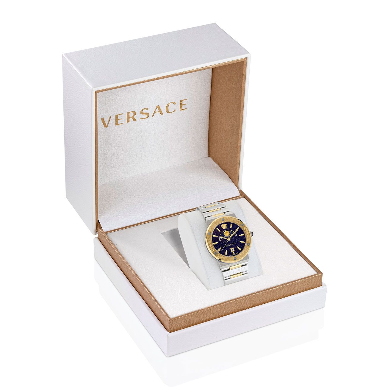 VERSACE ロコテフトロストリンクフティ 73GAI317F0002 899 Versace Greca Logo Moon phase Two-Tone Women's Bracelet