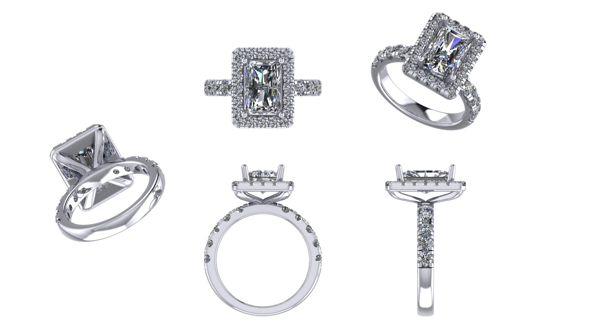 Custom Halo Accented Setting in 14k White Gold Size 8