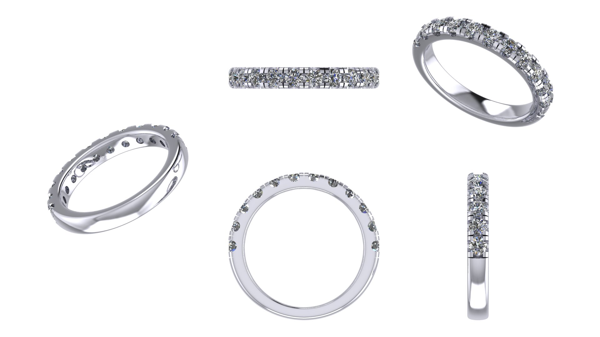 Custom 3mm Accented Wedding Band in 14k White Gold Size 8