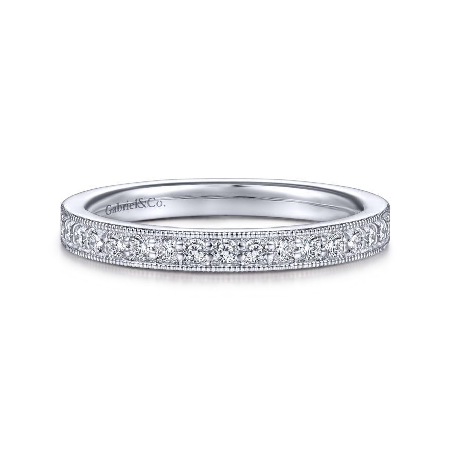 14K white gold channel-set diamond wedding ring