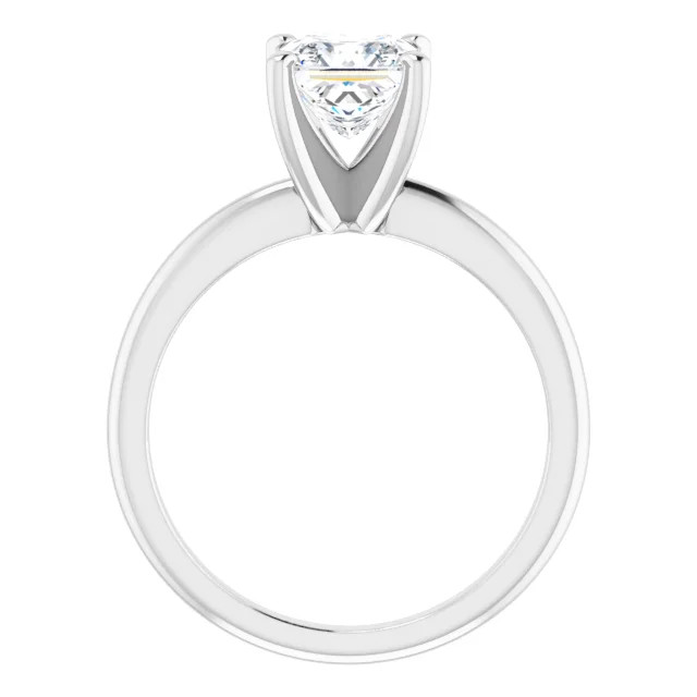 solitaire engagement ring with princess cut moissanite center stone