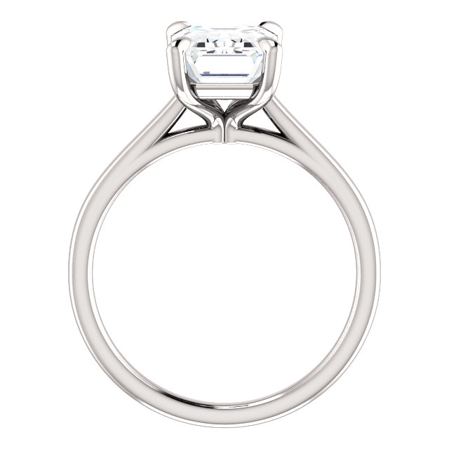 solitaire engagement ring with emerald cut moissanite center stone