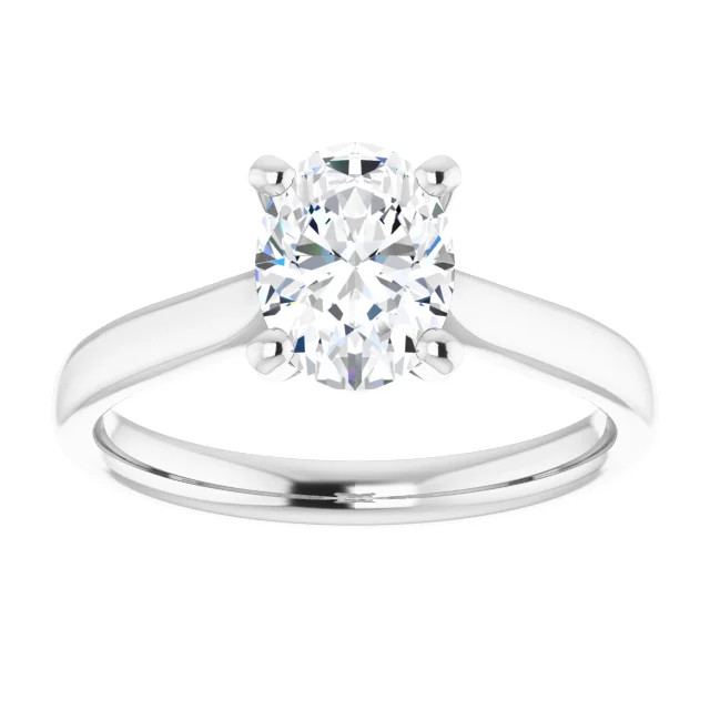 solitaire engagement ring with oval moissanite center stone