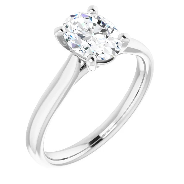 solitaire engagement ring with oval moissanite center stone