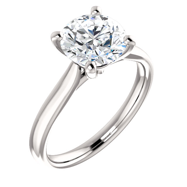 solitaire engagement ring with round moissanite center stone