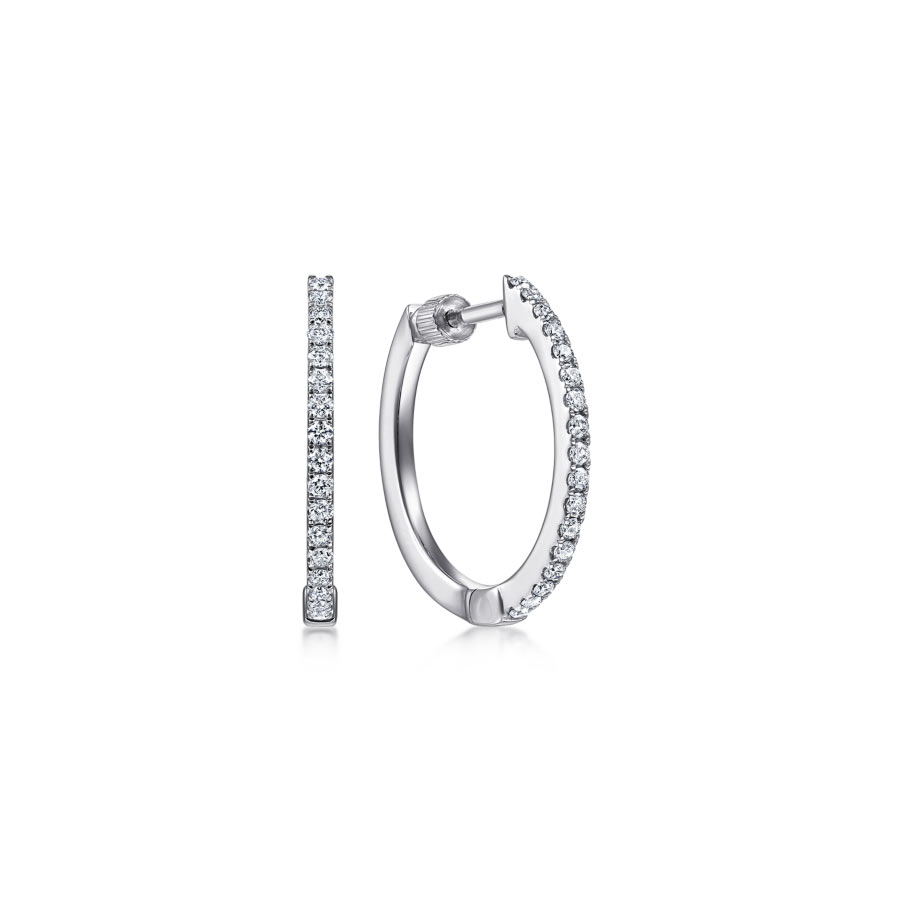 14K gold inside-out prong set diamond hoop earrings