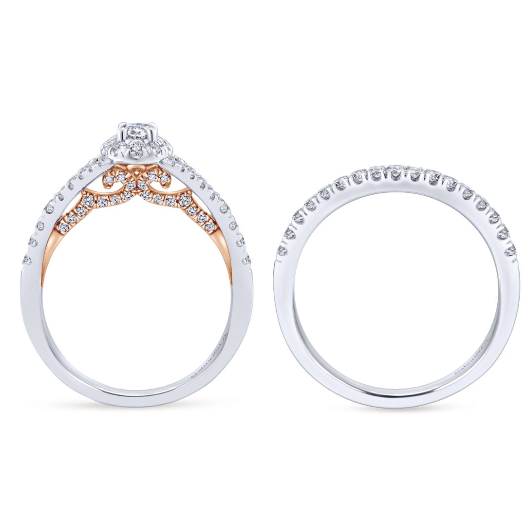 Como Vintage-Inspired Oval Diamond Split Shank Preset Halo Bridal Set (7/8 TCW)