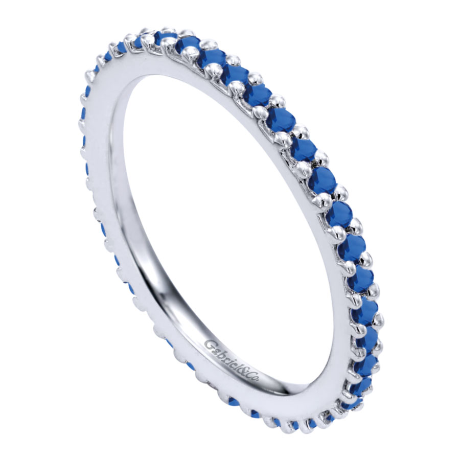 14K white gold blue sapphire eternity ring