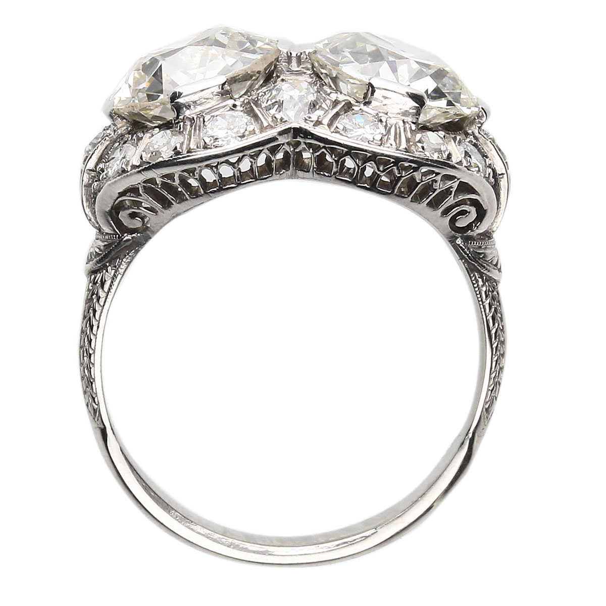 Double Round Old European Vintage Engagement Ring