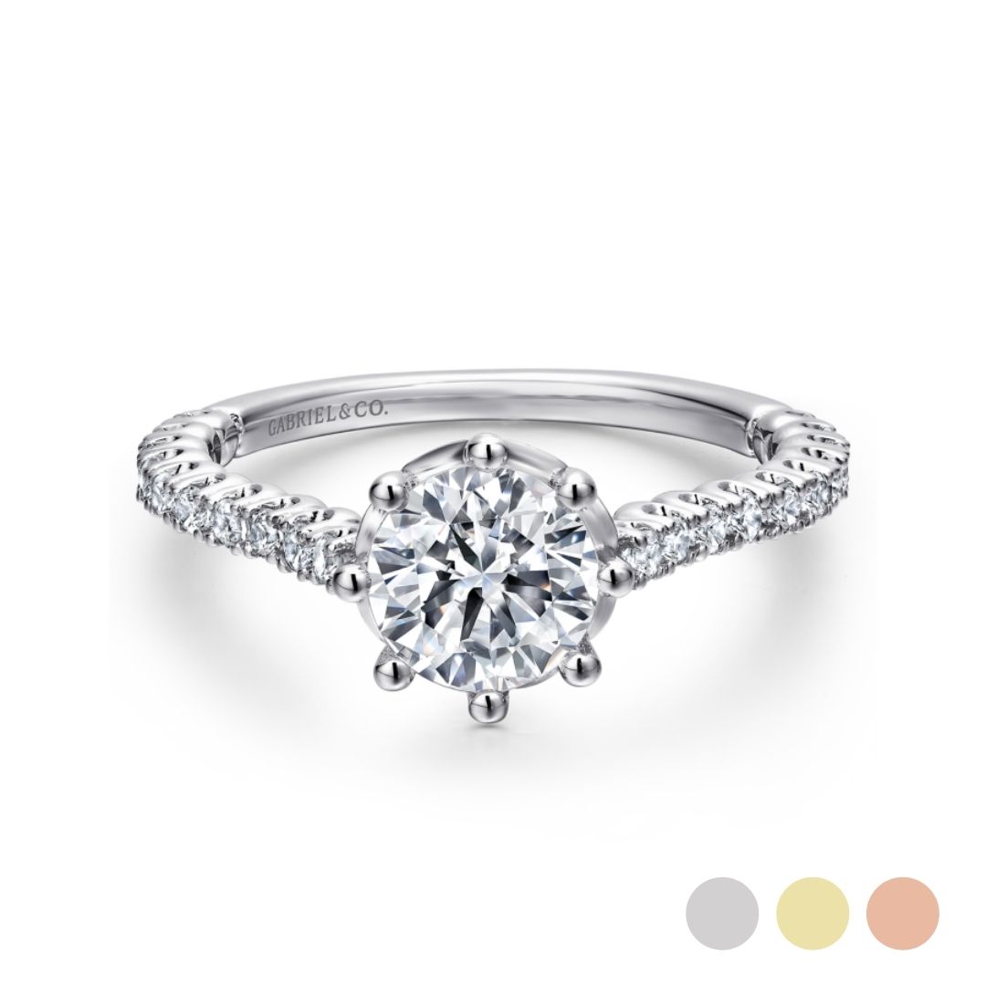six-prong pave diamond engagement ring setting