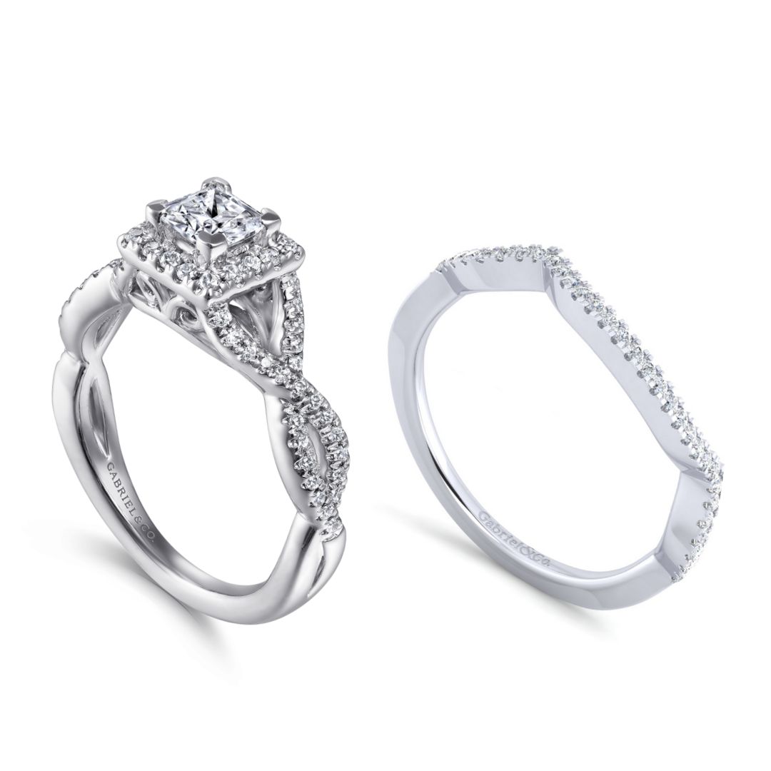 Marissa Princess Diamond Criss Cross Halo Preset Bridal Set (2/3 TCW)