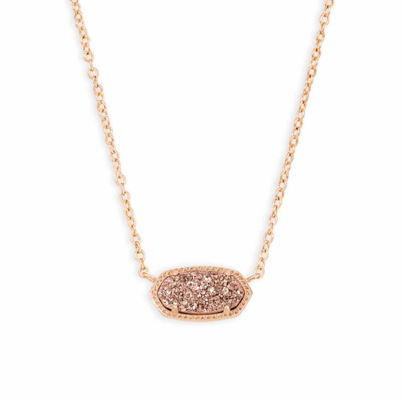 Kendra Scott Elisa Pendant Necklace in Rose Gold Drusy