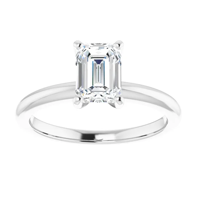 Ava Emerald Moissanite Solitaire Preset Engagement Ring (1 CT DEW)