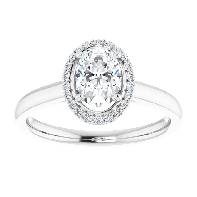 Stella Oval Moissanite Halo Preset Engagement Ring (1 CT DEW)