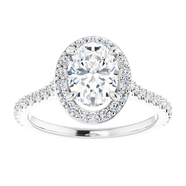 Melanie Oval Moissanite Halo Preset Engagement Ring (1 CT DEW)
