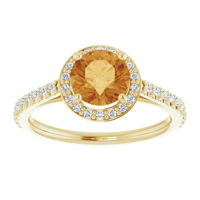 Hazel 14K Gold Round Citrine Halo Preset Engagement Ring (1 1/3 CT DEW)