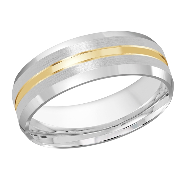 Hugh 14K Two-Tone Gold Center Groove Wedding Ring