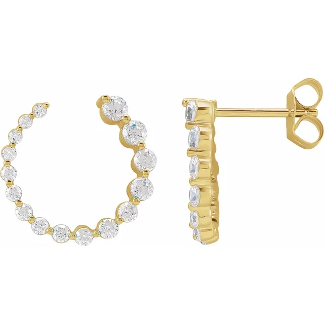 Hillary 14K Gold Lab Grown Diamond Front-Back Earrings (3/4 TCW)