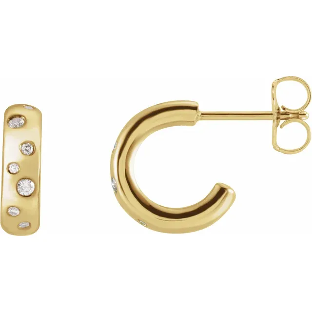 Liza 14K Gold Scattered Diamond Huggie Earrings (1/10 TCW)