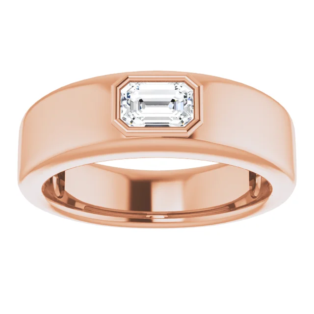 Dylan 14K Gold Bezel Set Emerald Lab Grown Diamond Wedding Ring (1/2 TCW)