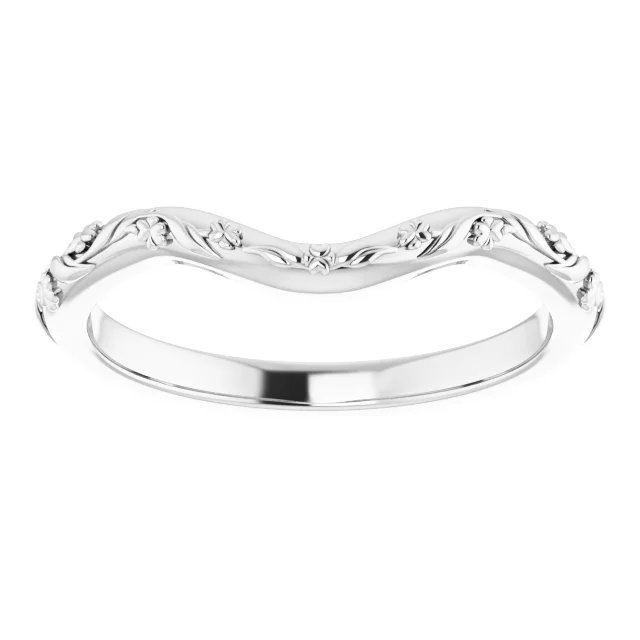 Bianca Curved Floral Motif Wedding Ring
