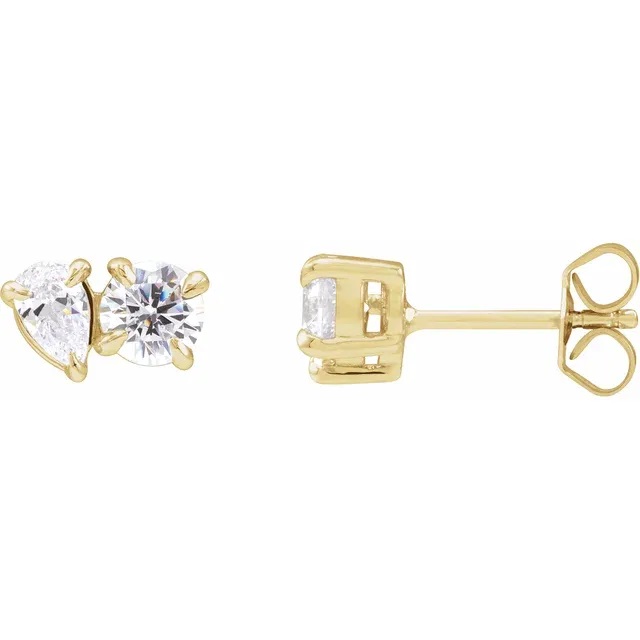 Maude 14K Two-Stone Lab Grown Diamond Stud Earrings (1 1/6 TCW)