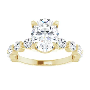 Bridgitte Oval Moissanite Single Prong Bubble Preset Engagement Ring (2 3/4 CT DEW)